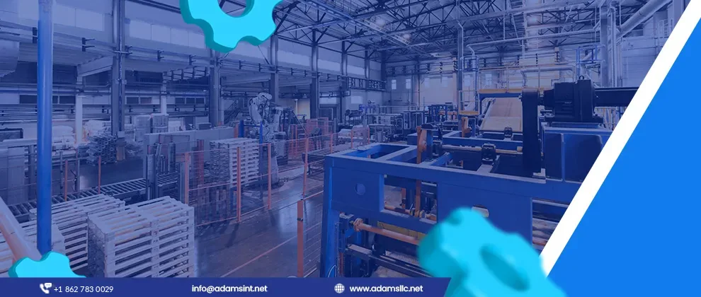 Industrial factory floor with production machinery